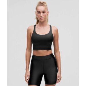 Lululemon Athletica Black Satin Shine Longline Energy Sports Bra